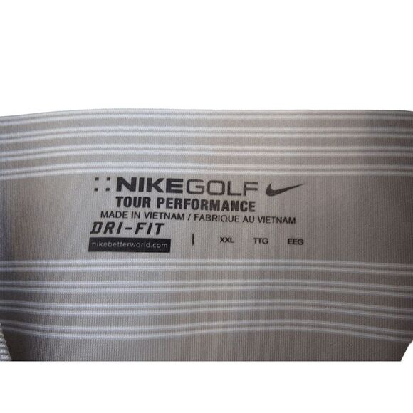 Nike Golf Tour Performance Dri-Fit Gray & White Stripe Shirt Sz 2XL - Picture 4 of 5